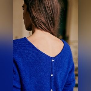 Sezane Gaspard Cardigan Reversible in Electric Blue